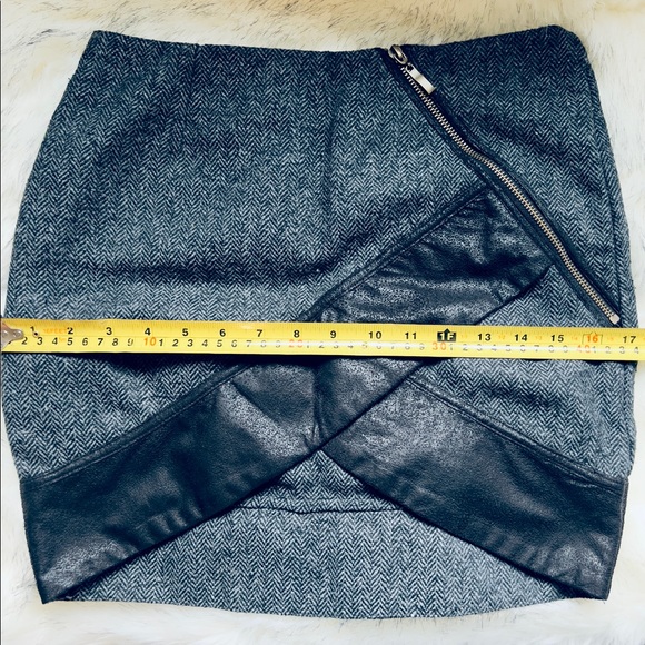 Grey Wool Mini Skirt - High Low Mock Wrap - Very J - SZ S NWT - Picture 9 of 11